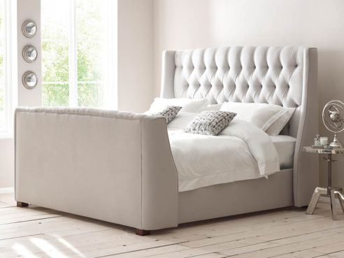Orwell Buttoned Sleigh Emperor Bed
